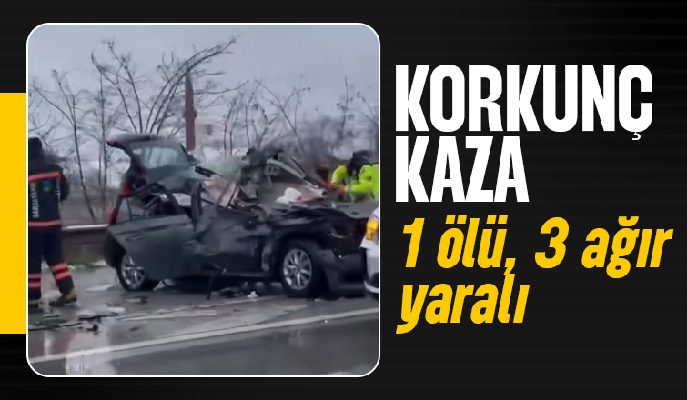 Otomobil tıra çarptı: 1 ölü, 3 ağır yaralı