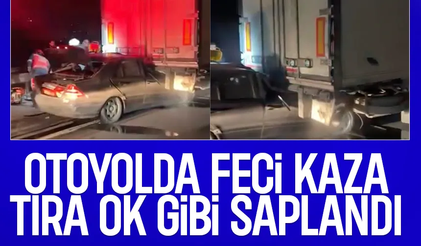 Otomobil tıra ok gibi saplandı