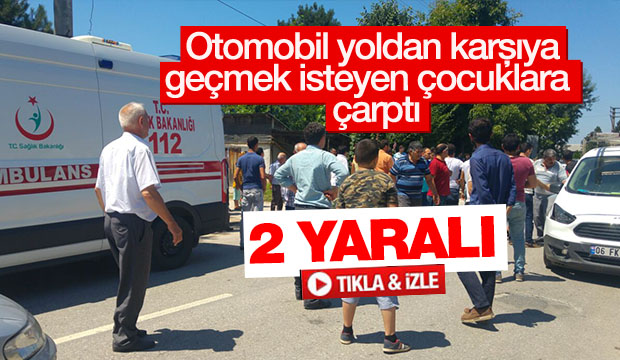  Otomobil Yoldan Karşıya Geçmek İsteyen Çocuklara Çarptı