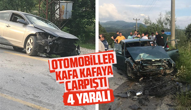 Otomobiller kafa kafaya çarpıştı: 4 yaralı