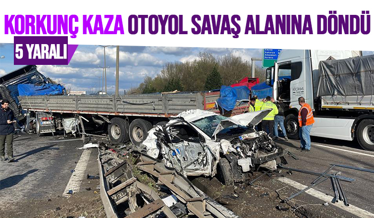 Otoyolu savaş alanına çeviren kaza