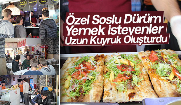 ÖZEL SOSLU DÜRÜM YEMEK İSTEYENLER UZUN KUYRUK OLUŞTURDU