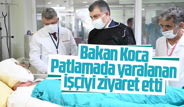 Patlamada yaralanan işçiyi ziyaret etti