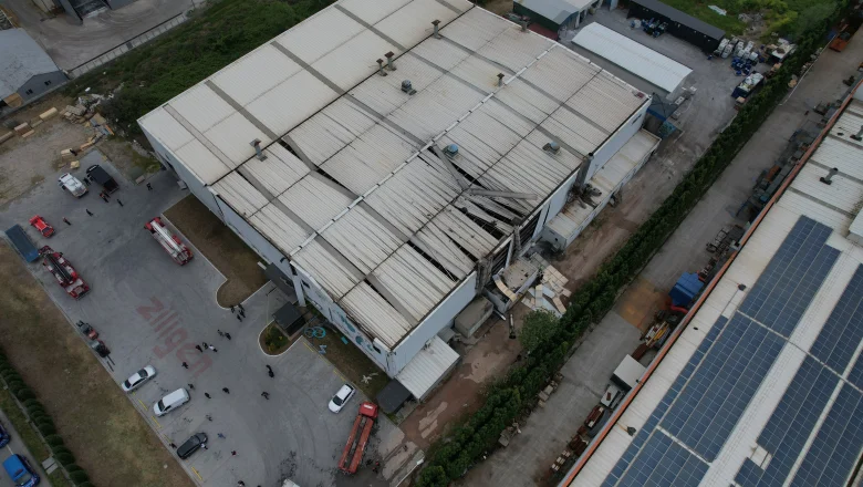 Patlamanın yaşandığı fabrika havadan görüntülendi