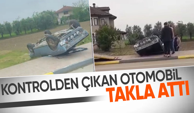 Pazarköy yolunda otomobil takla attı 