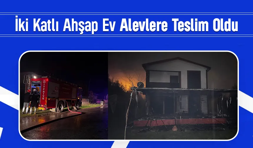 Pelet sobasından kalan köz, ahşap evi  yaktı