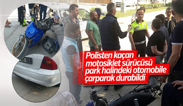 Polisten Kaçan Motosiklet Otomobile Çarptı