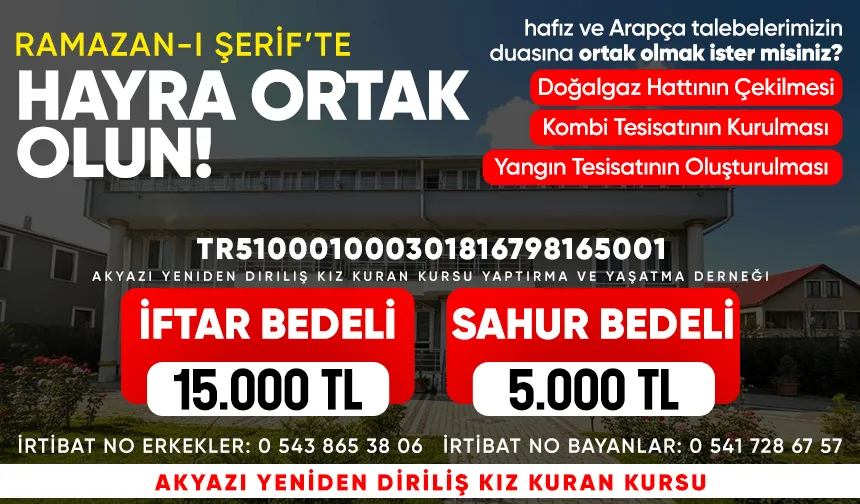 Ramazan-ı Şerif’te Hayra Ortak Olun! Kıyamete Kadar Açık Kalacak Bir Ecir Kapısına Hissedar Olmak İster misiniz?