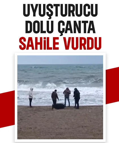Sahile bu kez uyuşturucu dolu çanta vurdu