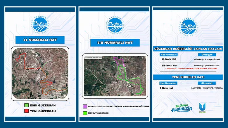 Sakarya'da 3 otobüs hattında yeni düzenleme