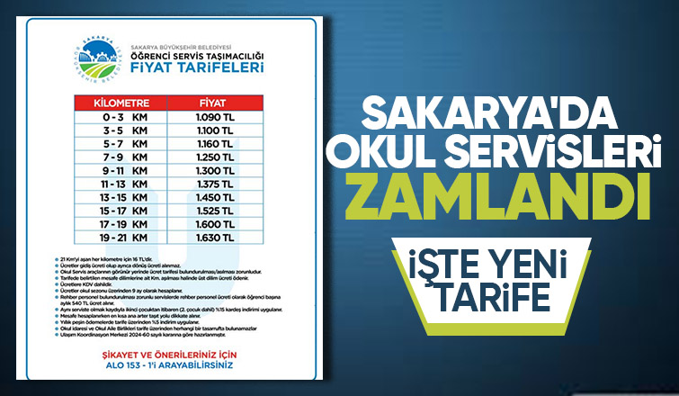 Sakarya da okul servislerine zam