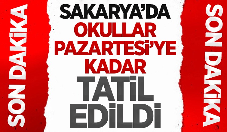 Sakarya'da okullar Pazartesi'ye kadar tatil edildi