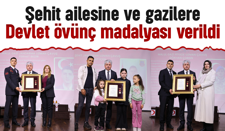 Sakarya'da şehit ailesi ve gazilere düzenlenen törenle devlet övünç madalyası verildi