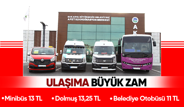 Sakarya'da toplu ulaşıma büyük zam