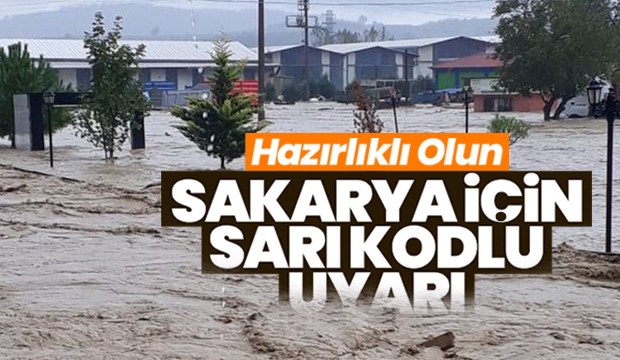 Sakarya için sarı kodlu uyarı