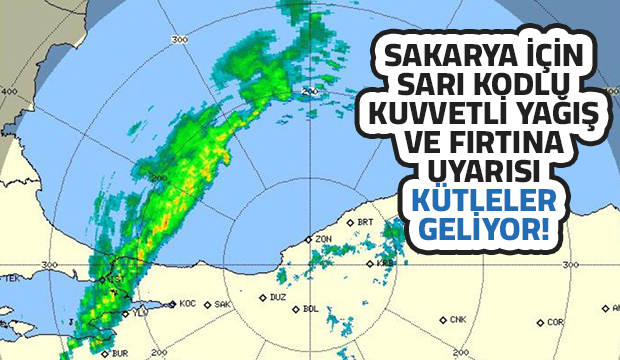 Sakarya için sarı kodlu yağış ve fırtına uyarısı