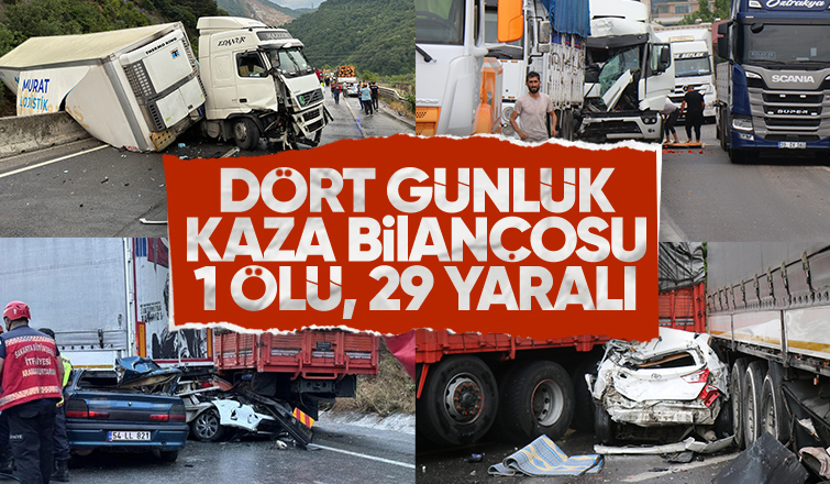 Sakarya'nın 4 günlük kaza bilançosu