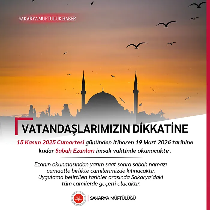 Sakarya’da sabah ezanı düzenlemesi