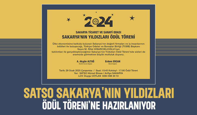 Sakarya’nın Yıldızları Ödül Töreni 29 Ocak'ta yapılacak