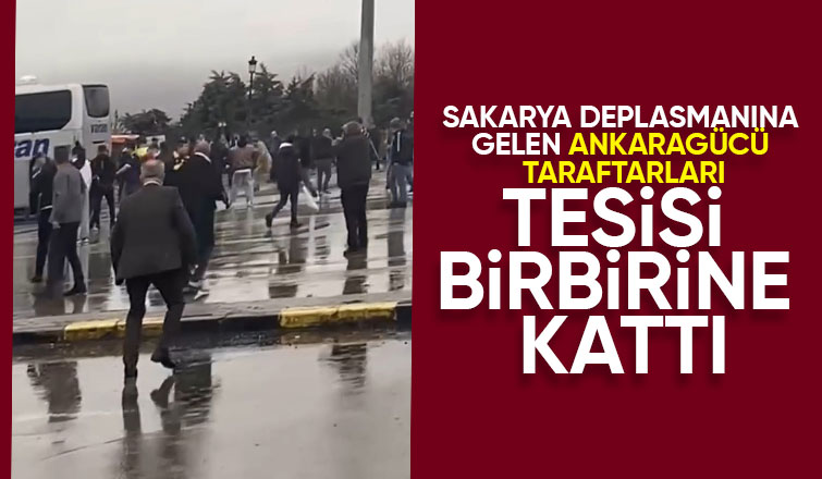 Sakaryaspor maçına gelen Ankaragücü taraftarları sopalarla birbirlerine girdi