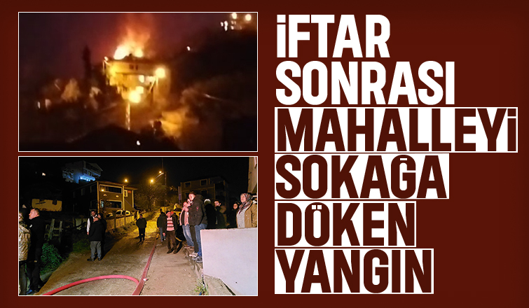 Samanların olduğu evin çatısı alev alev yandı