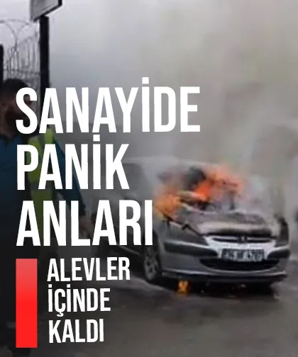 Sanayide yanan araca söndürme tüpleri müdahale ettiler
