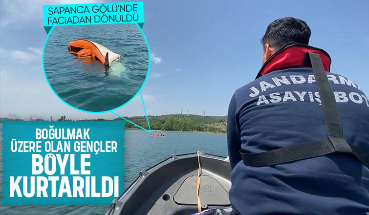 Sapanca Gölü'nde faciadan dönüldü, 3 genci jandarma bot timi kurtardı