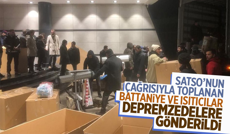 SATSO'da toplanan ısıtıcı ve battaniyeler depremzedelere gönderildi