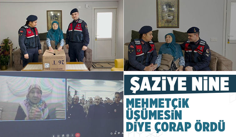 Şaziye nine ördüğü çorapları Mehmetçiğe gönderdi