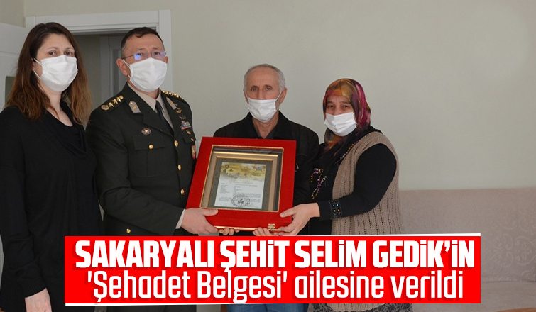 Şehit Selim Gedikin Şehadet Belgesi ailesine verildi