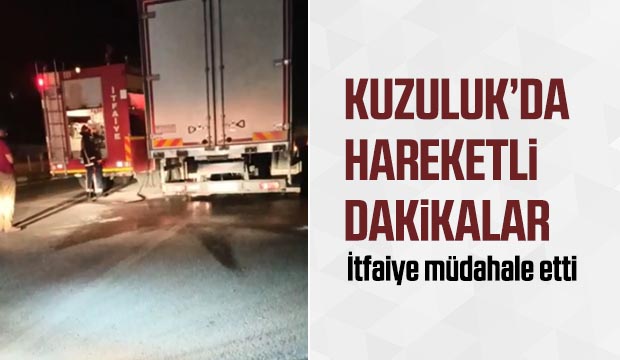 Seyir halindeki TIR'ın lastiği yandı!