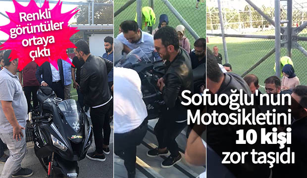 Sofuoğlu'nun motosikletini 10 kişi zor taşıdı