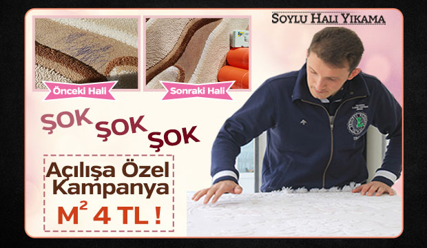 Soylu Halı Yıkama Açılışa Özel Metre Kare 4 TL