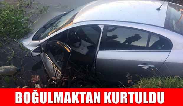 Su kanalına uçan otomobilde boğuluyordu 