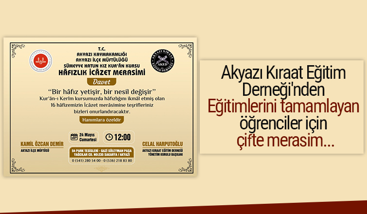Sümeyye Hatun Kız Kur'an Kursu mezunları için icazet töreni