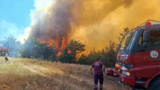 Taraklı'daki orman yangınının büyüklüğü fotoğraflara yansıdı