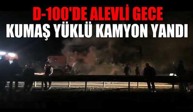 Tekstil malzemesi yüklü kamyon yandı