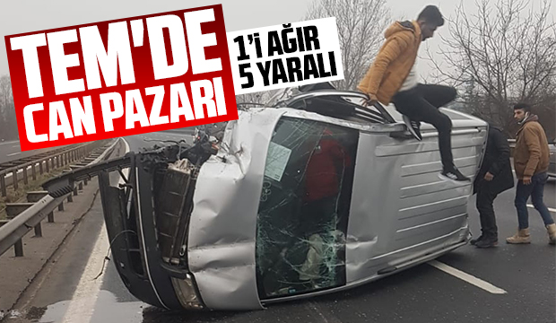TEM'de feci kaza: 1'i ağır 5 yaralı