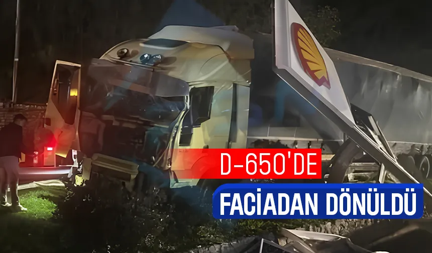 Tır akaryakıt istasyonuna daldı