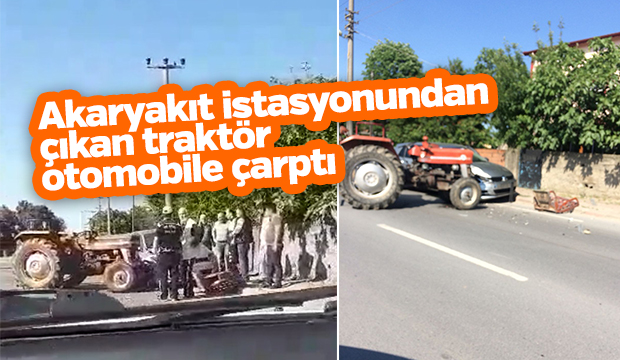 Traktör ile Otomobil Çarpıştı