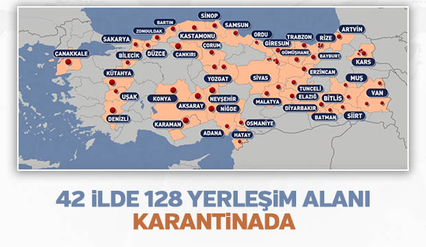 Türkiye de karantinaya alınan yerlerin sayısı artıyor