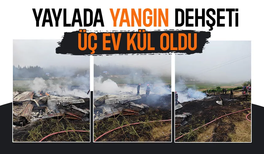 Turnalı Yaylası'nda 3 ev yandı