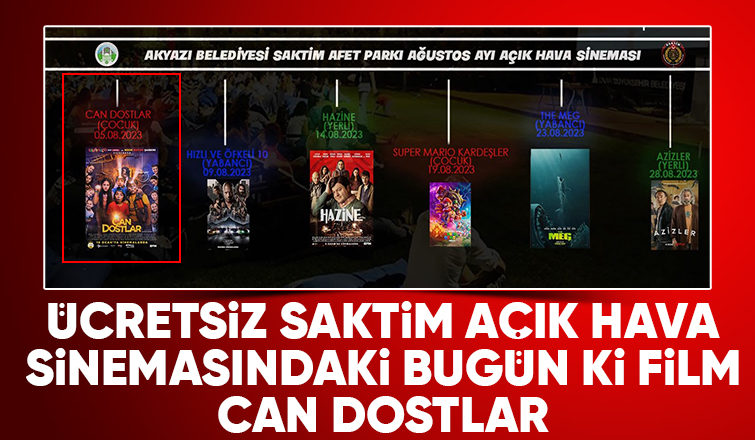 Ücretsiz Saktim açık hava sinemasını kaçırmayın