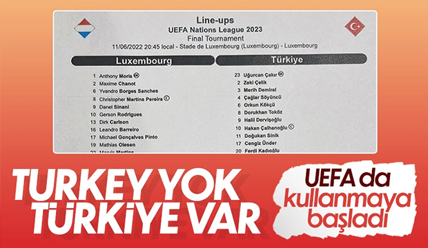 UEFA'dan 'Türkiye' değişikliği