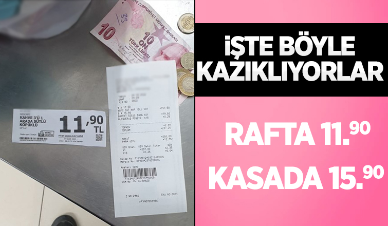 Vatandaş raf ile kasadaki fiyat farkını ifşa etti