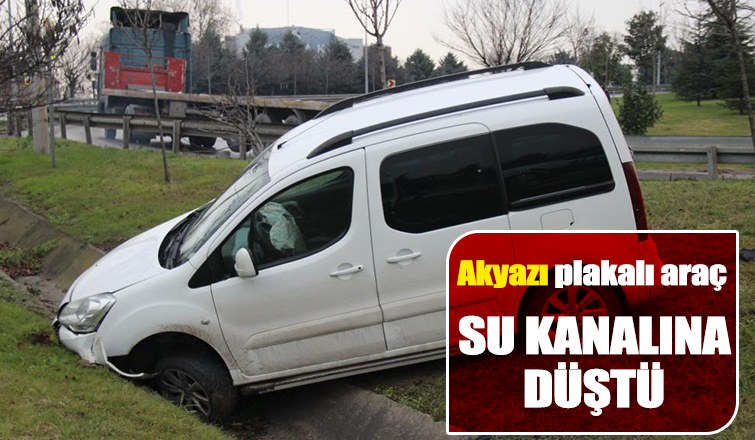Virajı alamadı su kanalına düştü