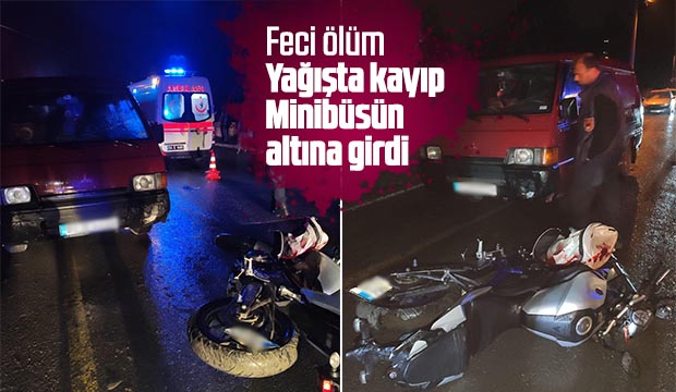 Yağışta kayıp  Minibüsün altına girdi