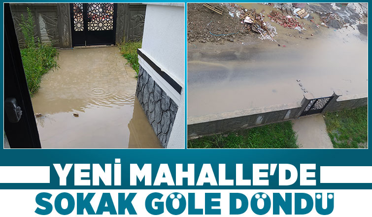 Yağışta sokak suyla doldu