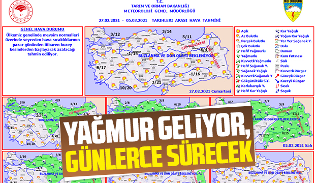Yağmur geliyor, günlerce sürecek