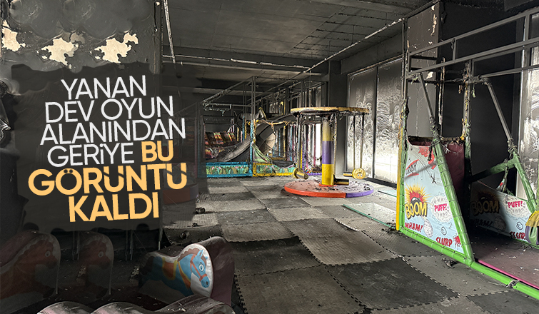 Yanan dev çocuk oyun alanından geriye bu görüntü kaldı